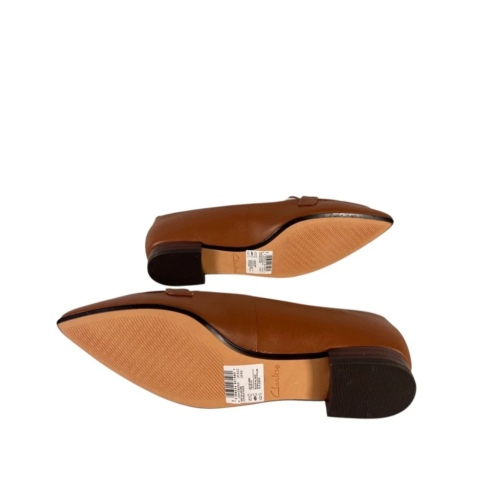 Clarks Womens Laina 15 Buckle Loafer‎ Flats Dark Tan Leather 61527 6 M